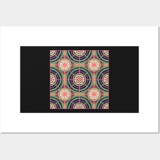 Upbeat Grandma Rug Remix | Green, Pink, Blue and Purple | Geometric Pattern Posters and Art